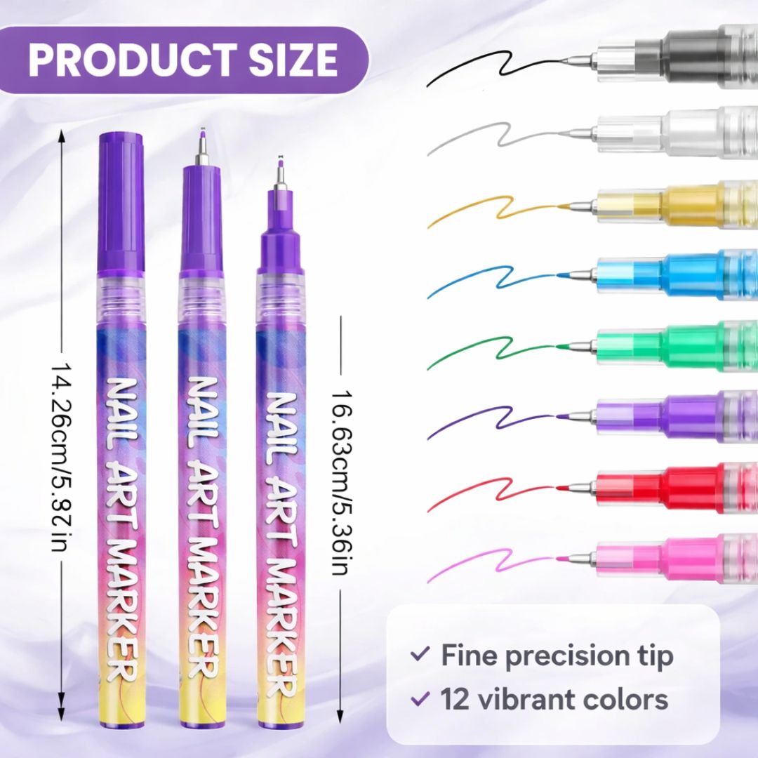 Nail Art Marker Pens | 12 Color Set